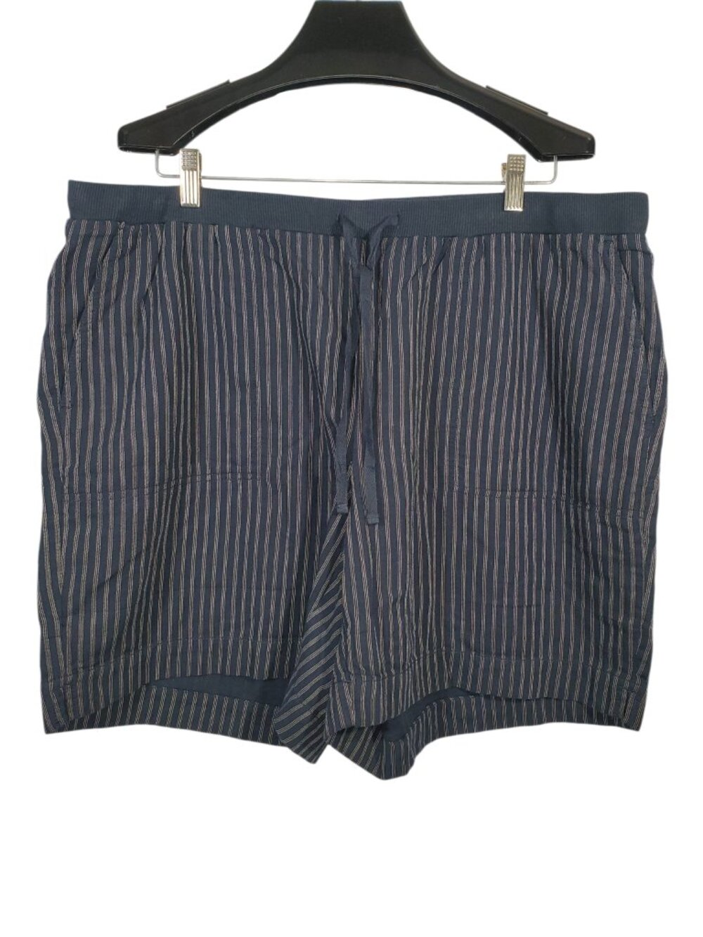 J. Jill Pull-On Knit Shorts Women's 2X Navy Blue Striped Cotton Lounge Casual
